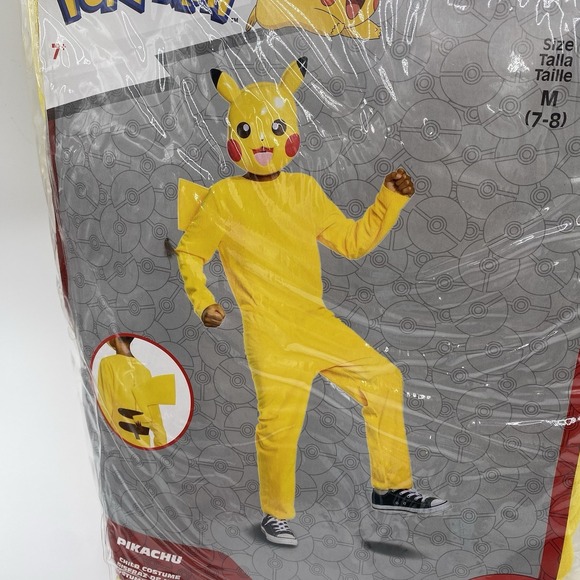 New Pokémon Kids Pikachu Classic Halloween Costume Jumpsuit -size Medium 7-8 - Picture 3 of 10